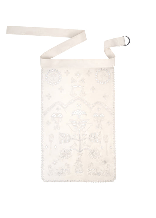 Embroidered Apron in Cream