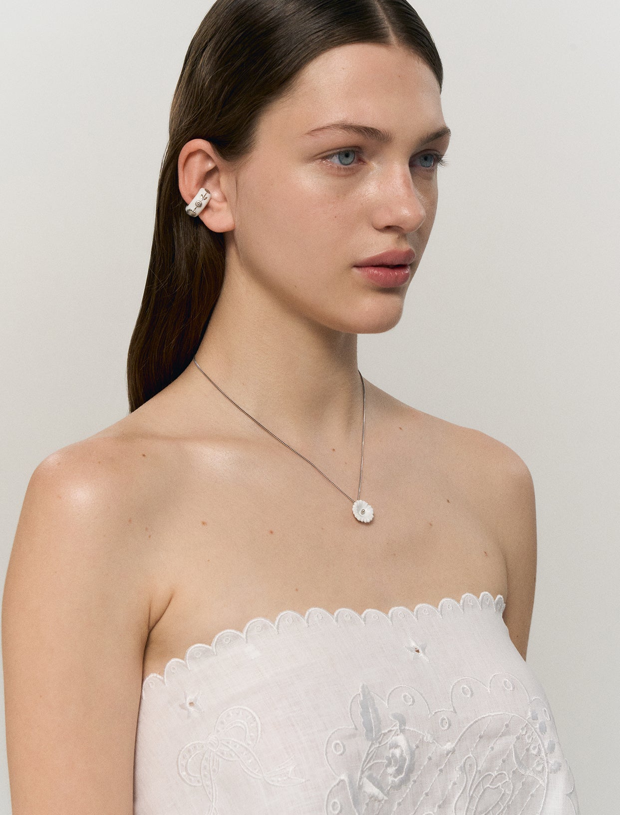 Malva Flower Pendant in Silver