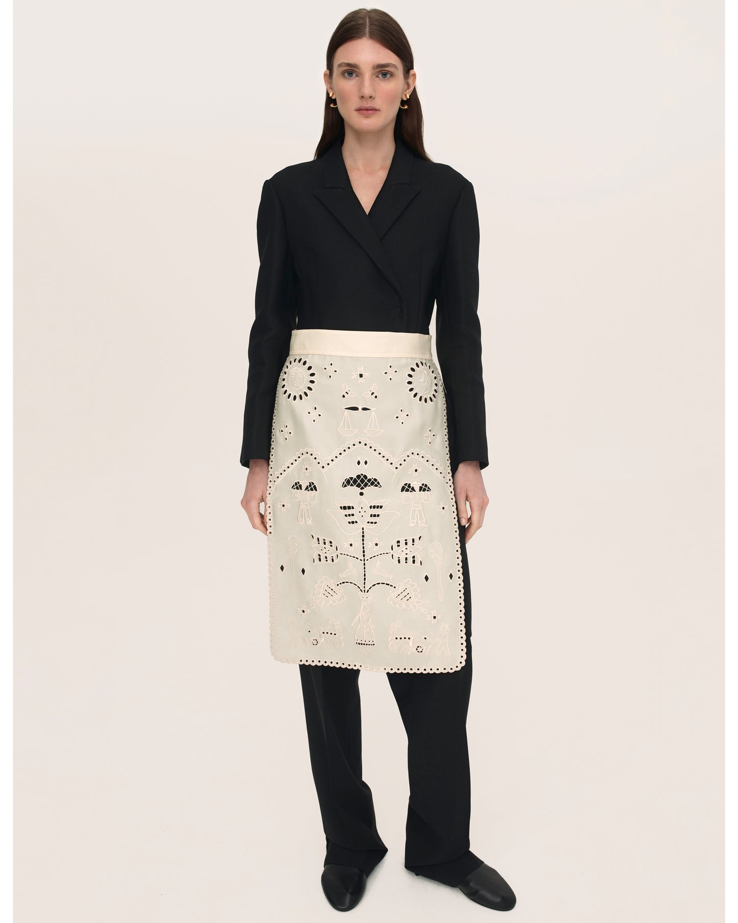 Embroidered Apron in Cream