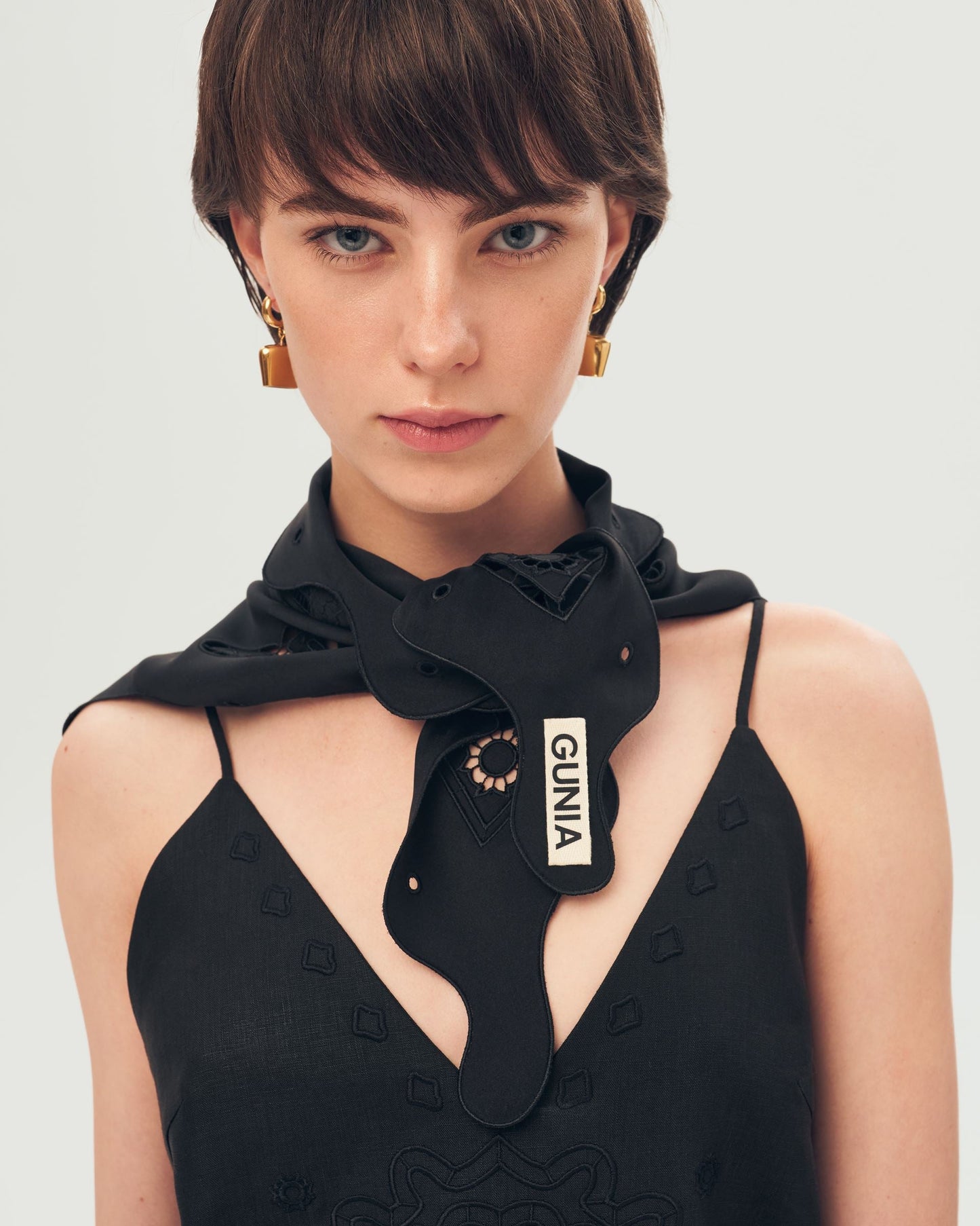 Black Silk Vytynanka Headscarf