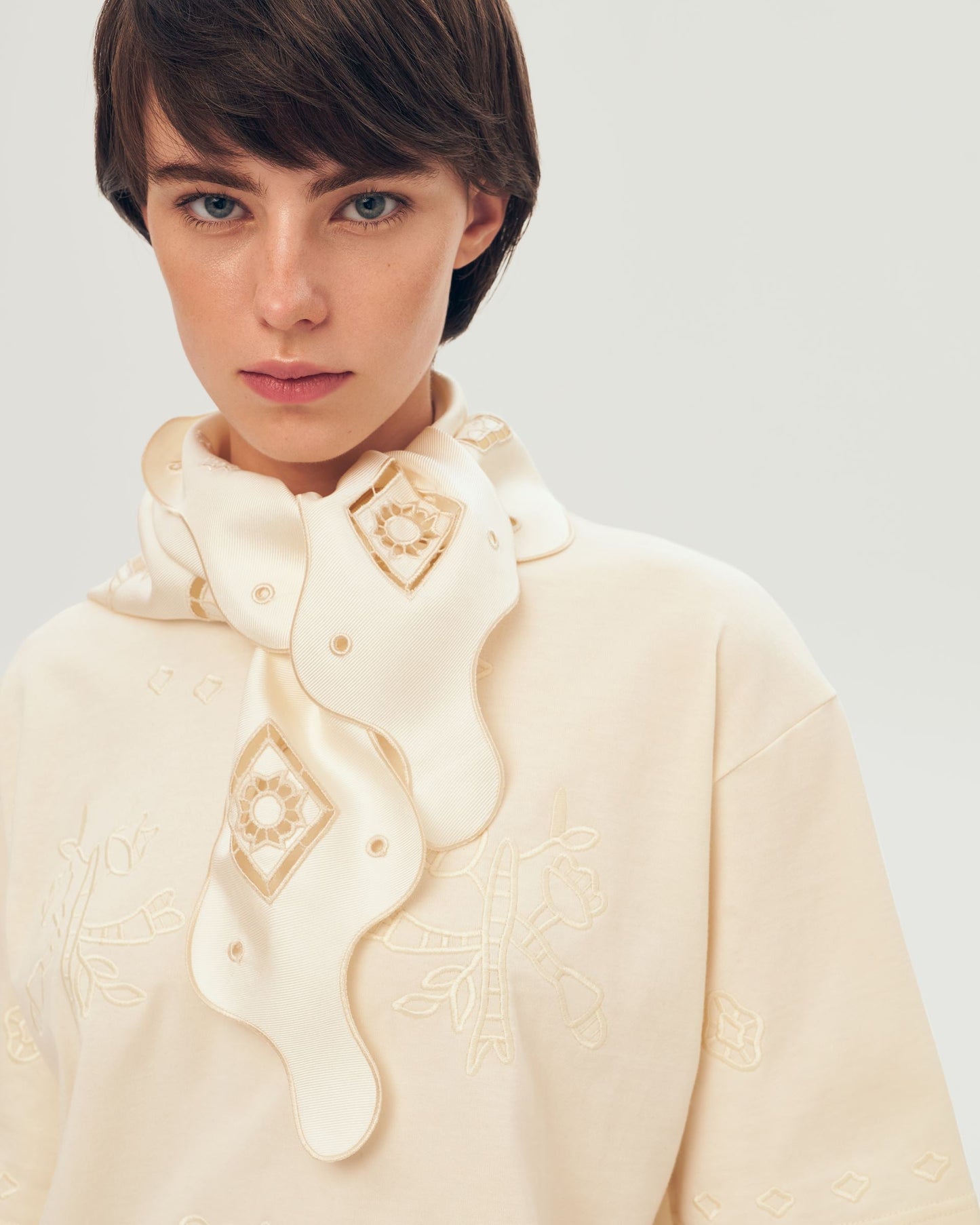 Silk Vytynanka Headscarf in Milk