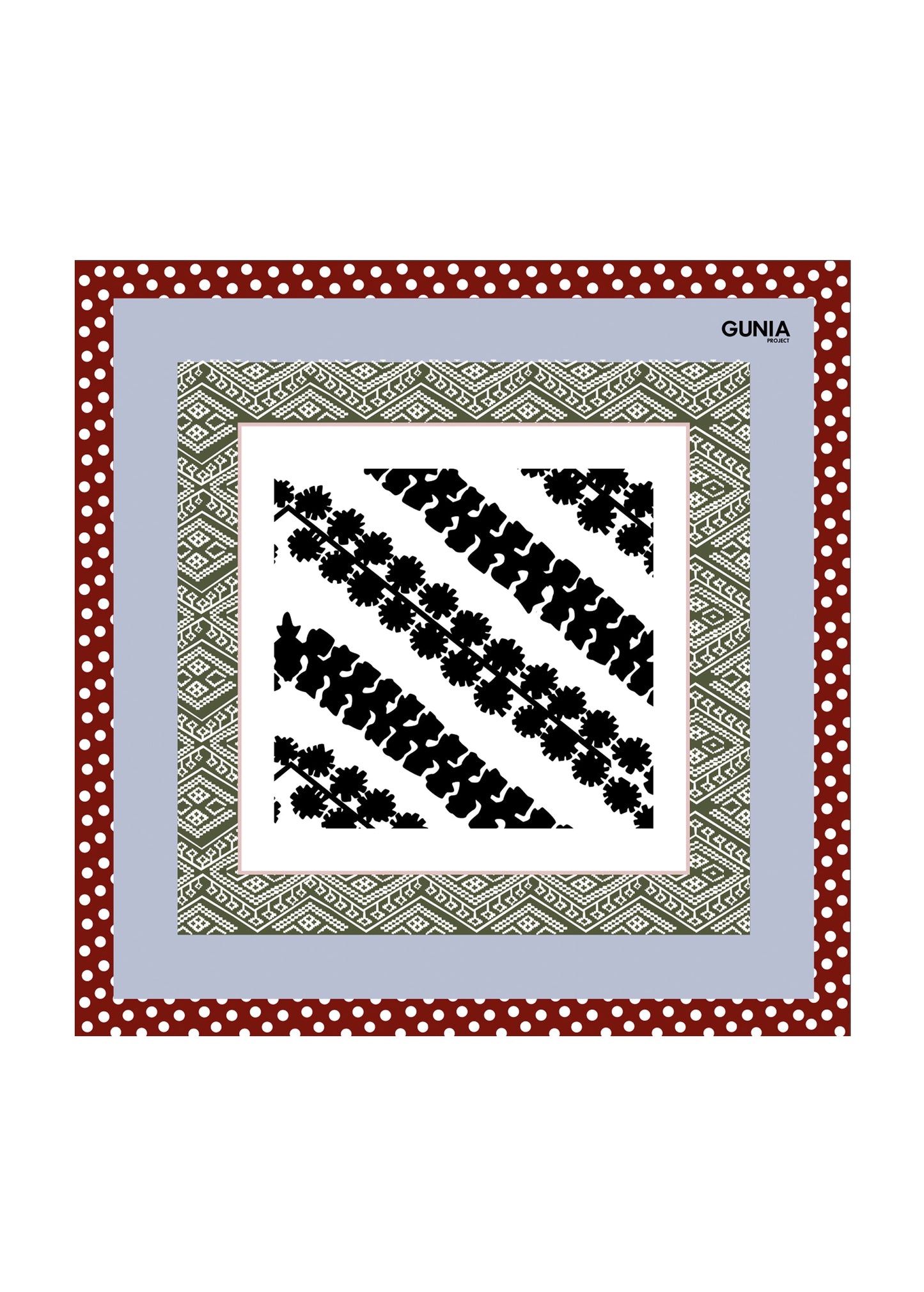 Silk headscarf with ornaments