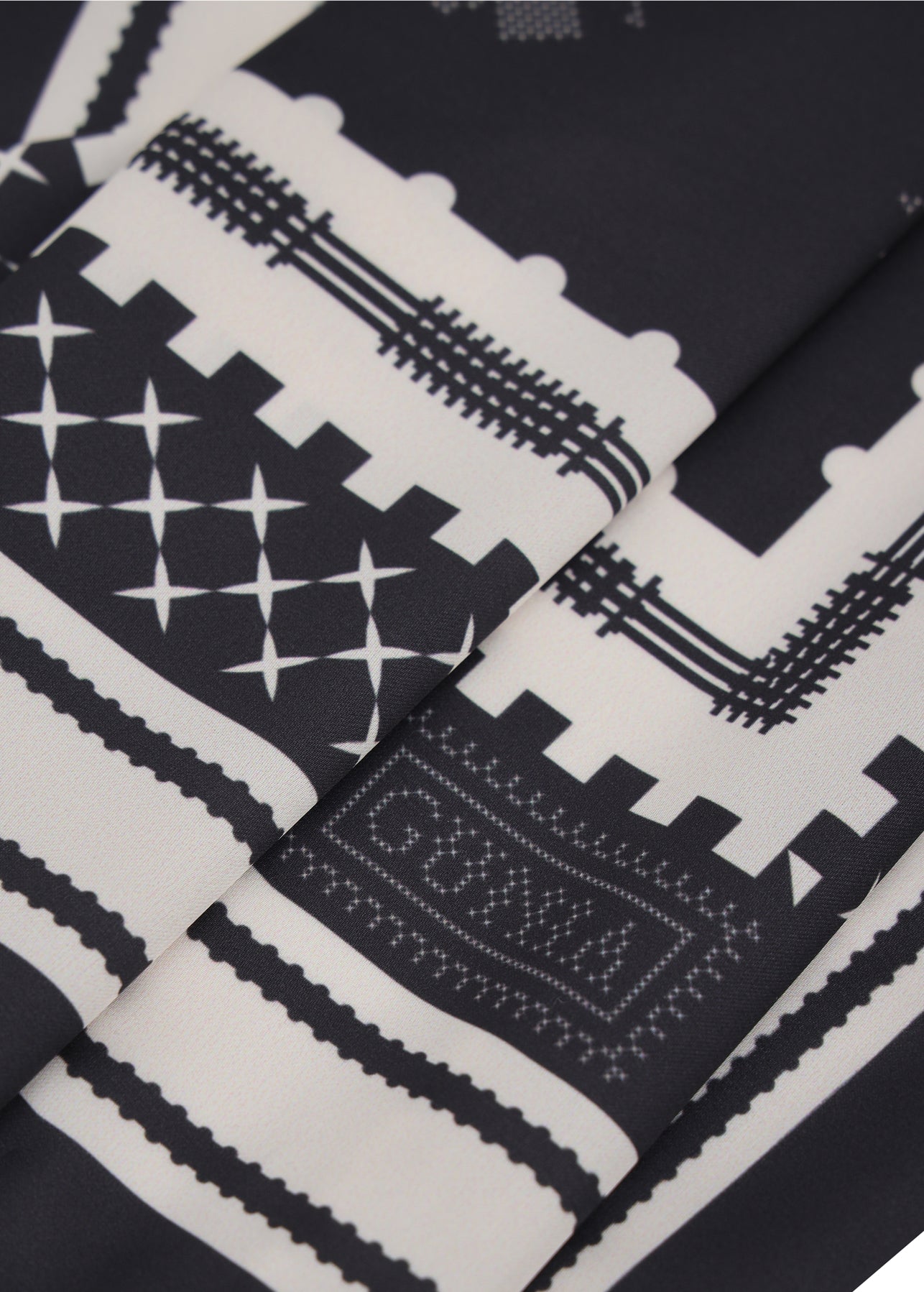 Bee Silk Headscarf in Black