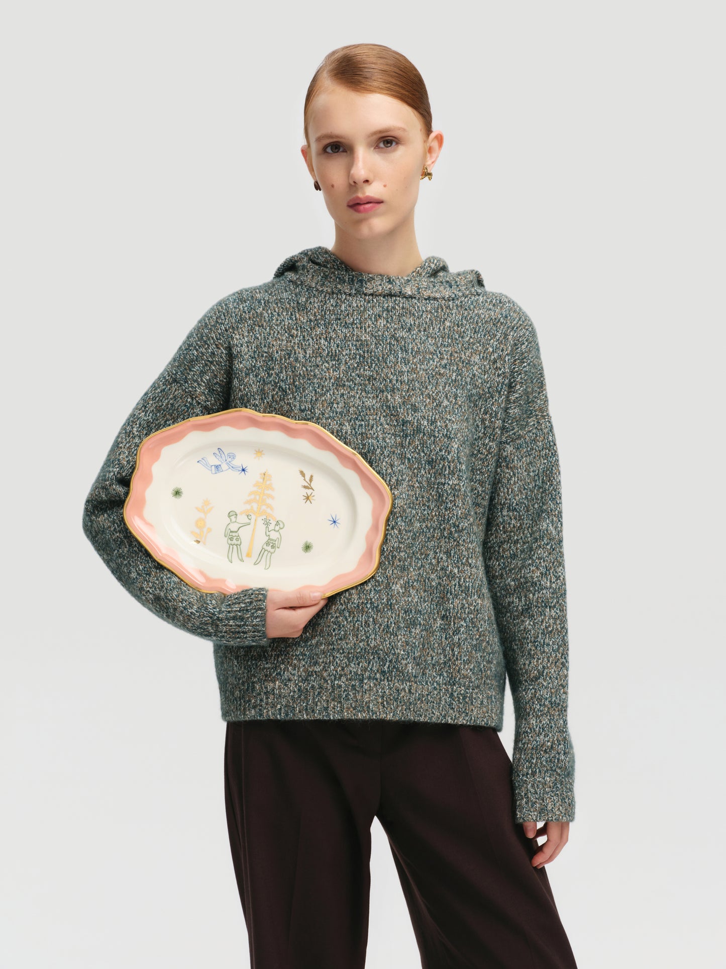 Hooded Mélange Sweater in Green