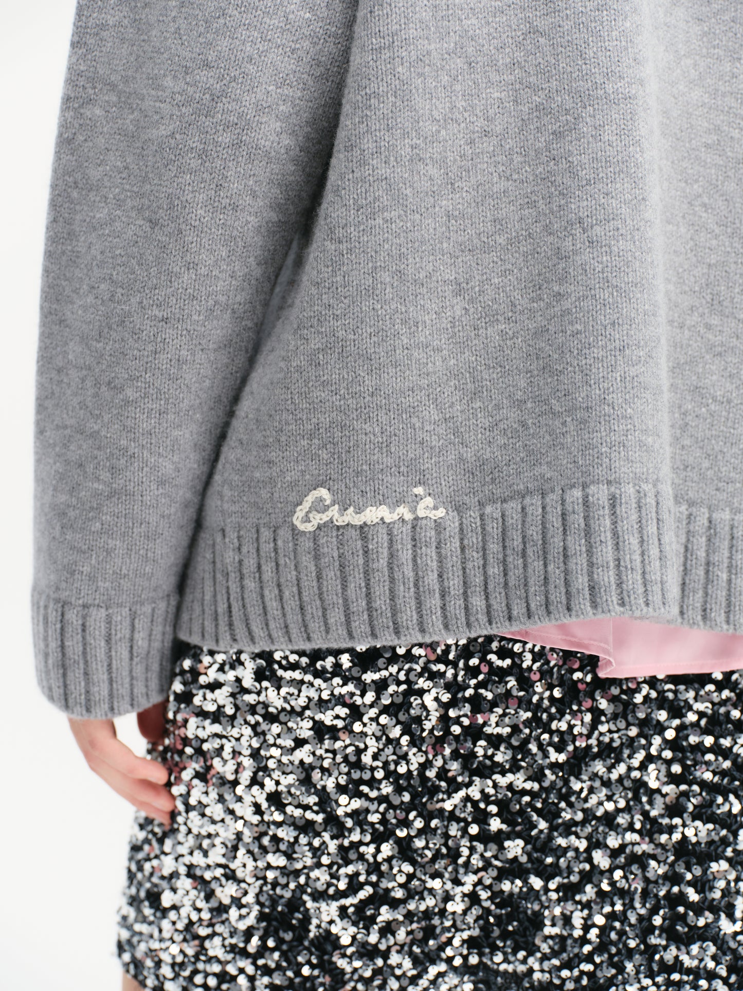 Lace-trimmed Cardigan in Grey