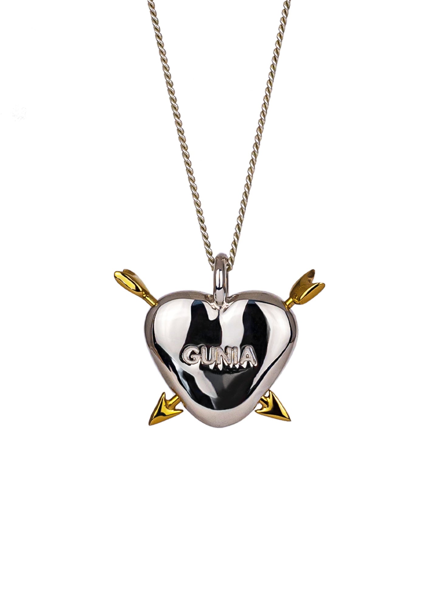 Silver Necklace with a Heart and Pendants