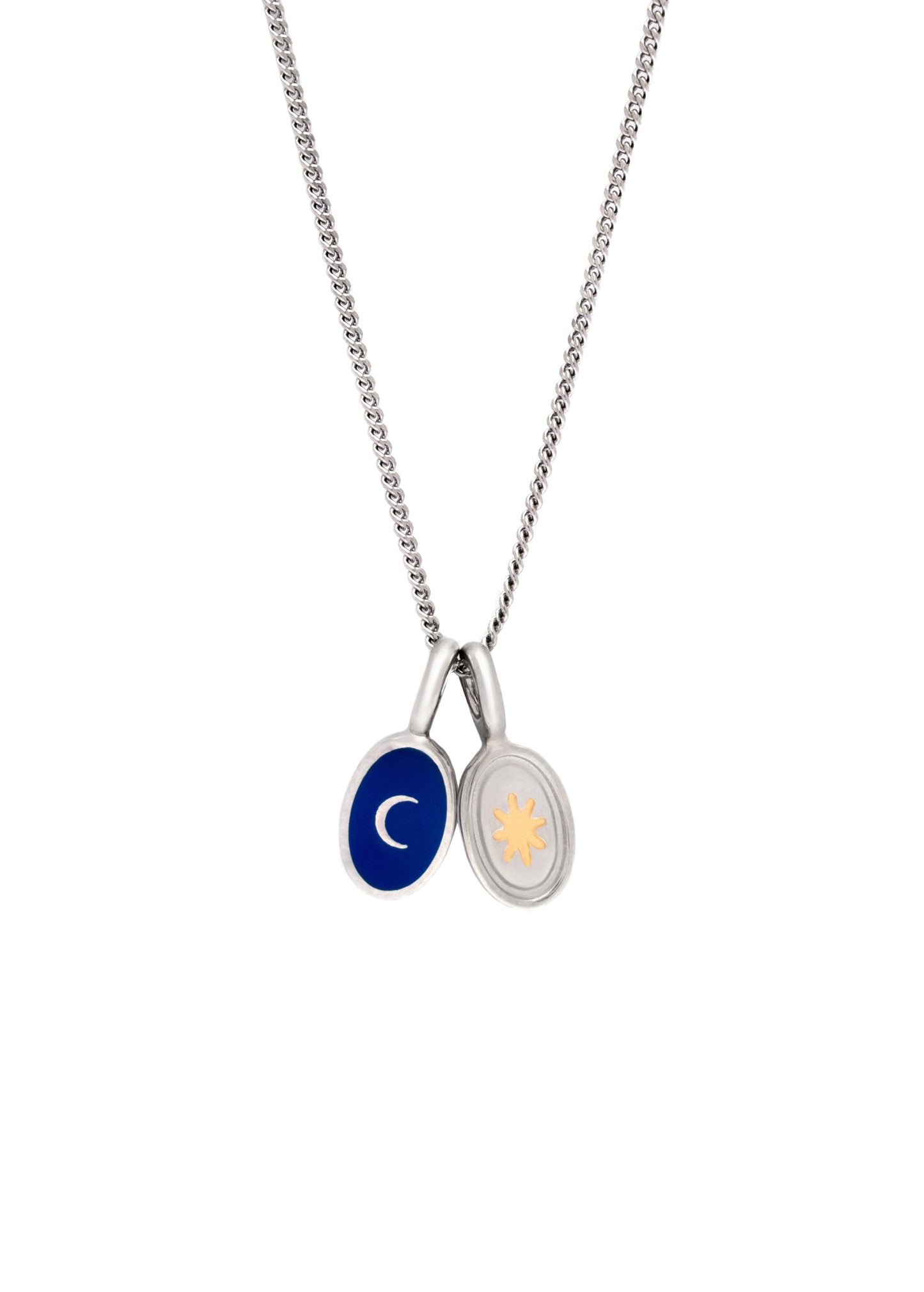 Silver pendants with a star and moon
