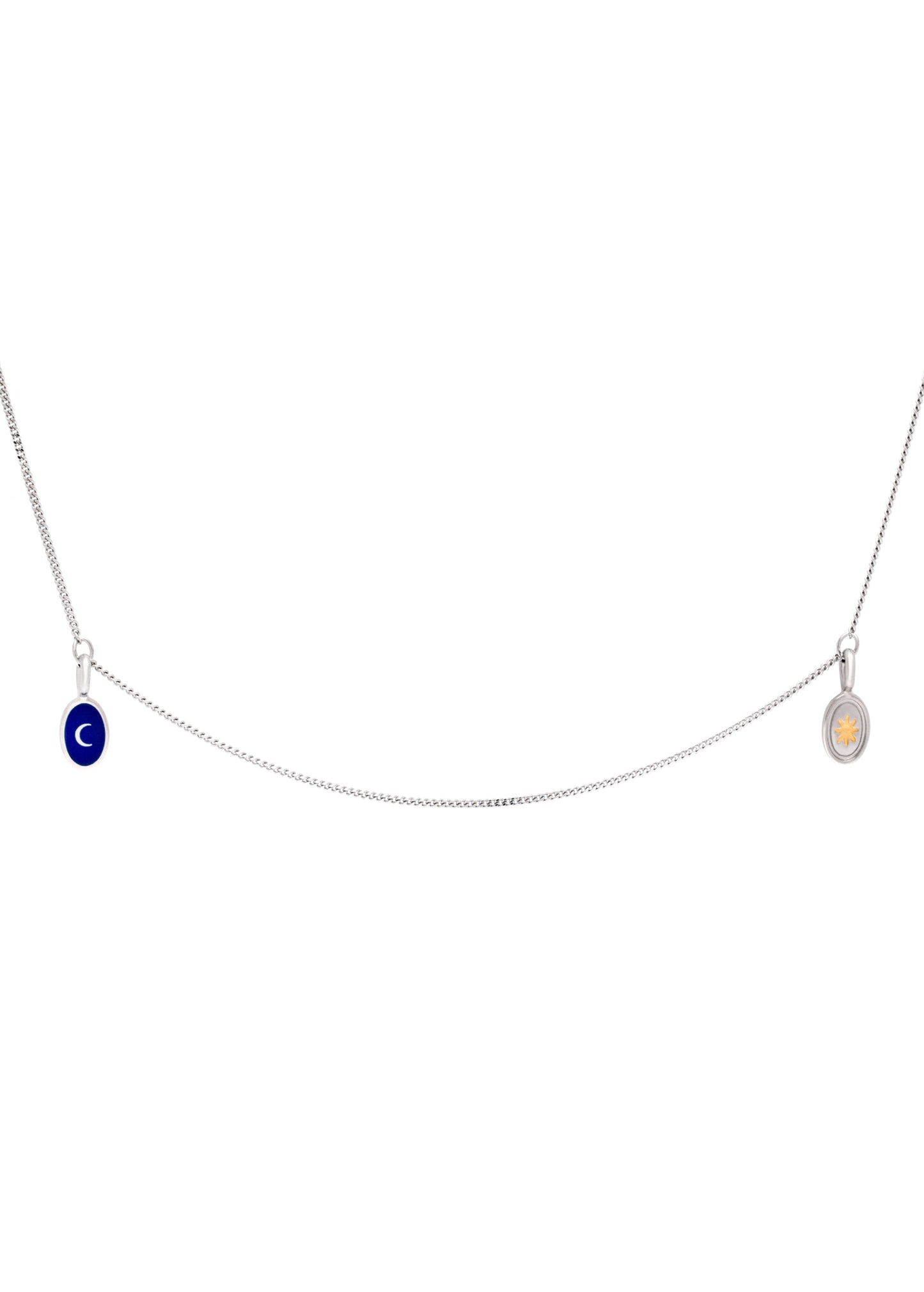 Silver pendants with a star and moon