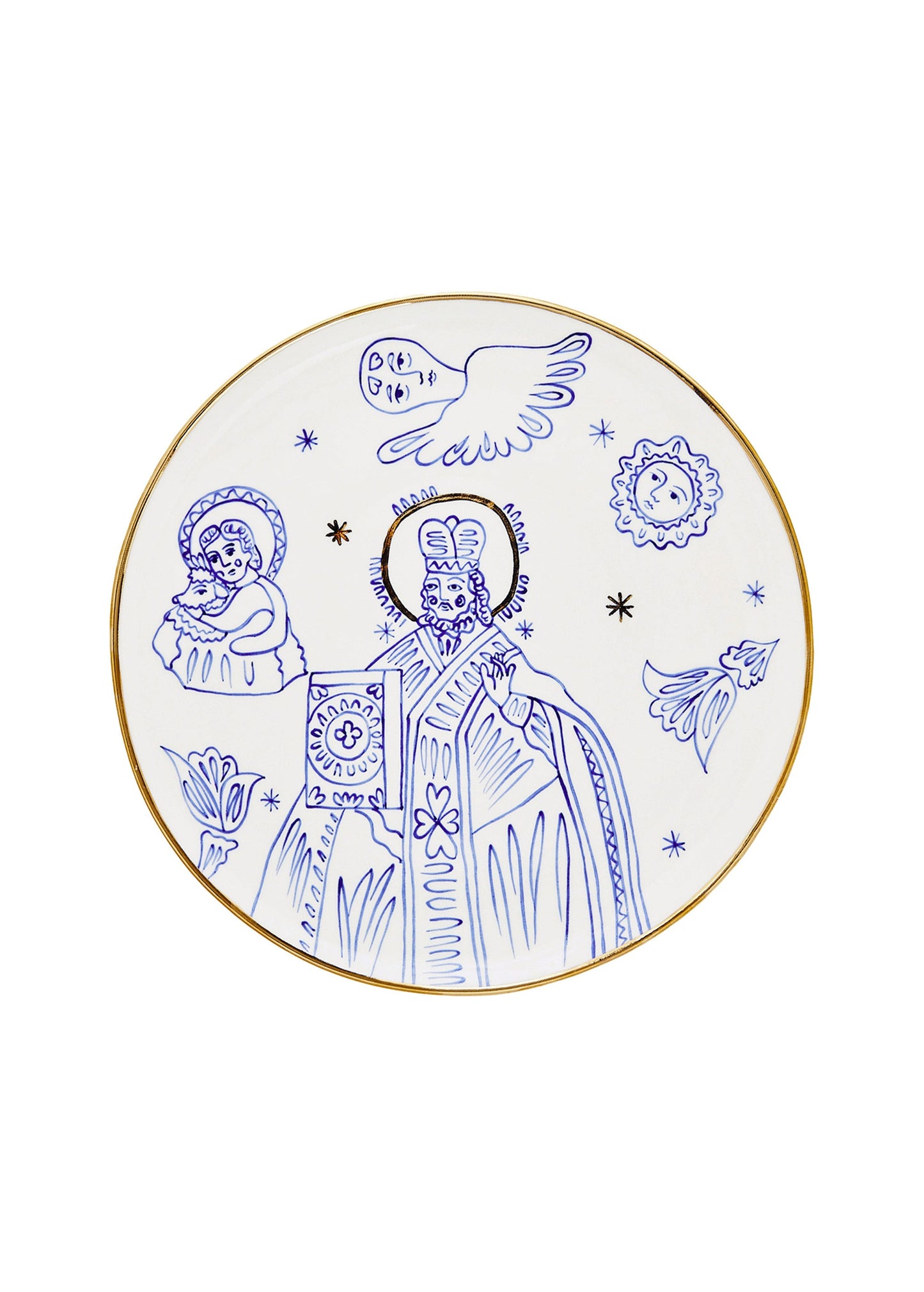 Ceramic plate with the image of Saint Nicolas in Blue
