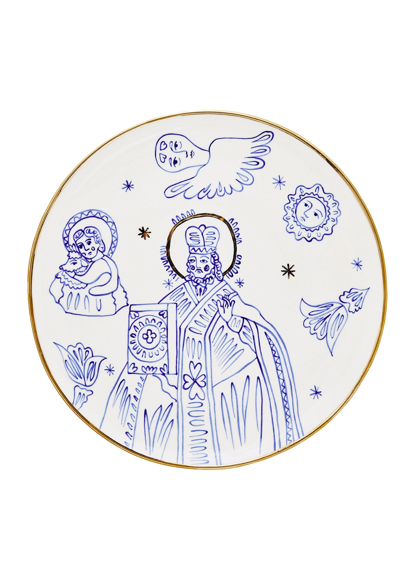 Ceramic plate with the image of Saint Nicolas in Blue