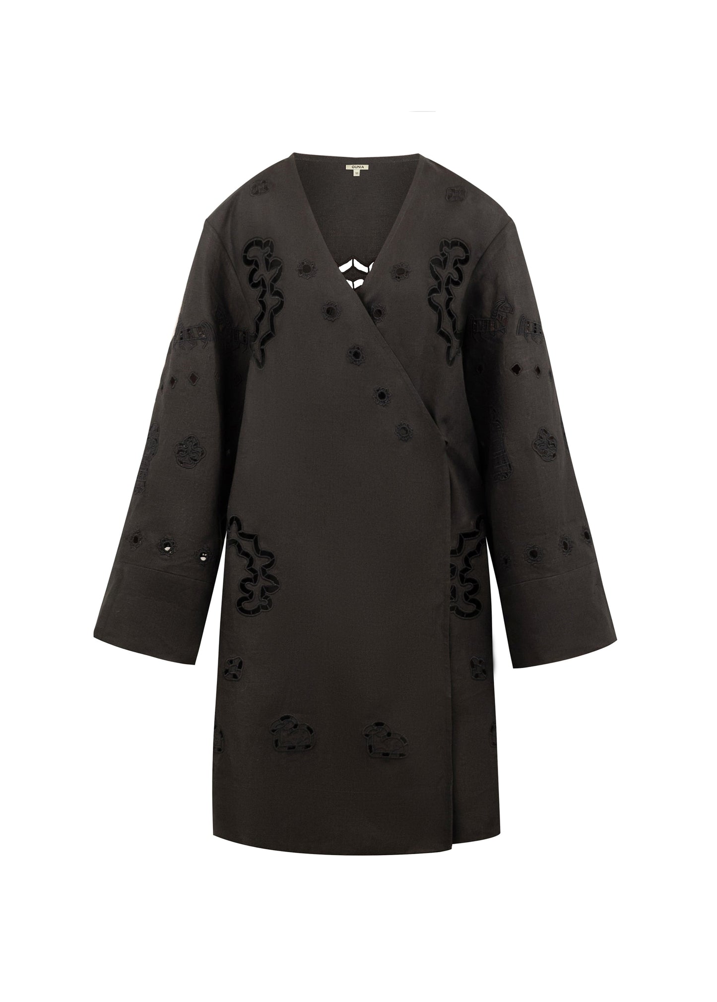 Liana Embroidered Robe in Black