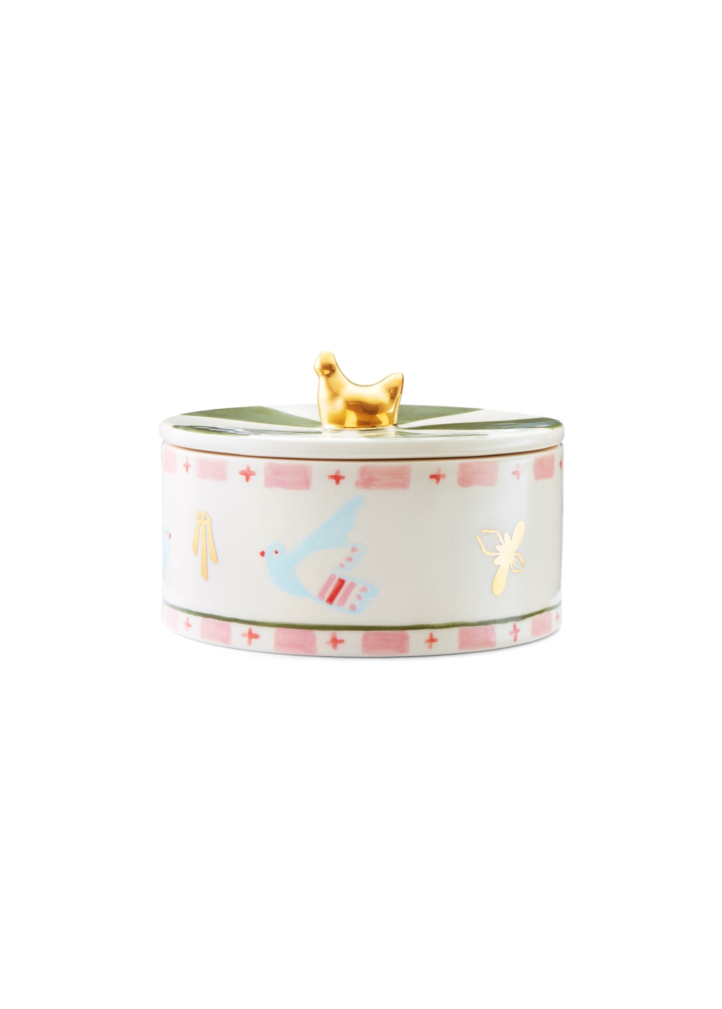 Ceramic container with doves motif