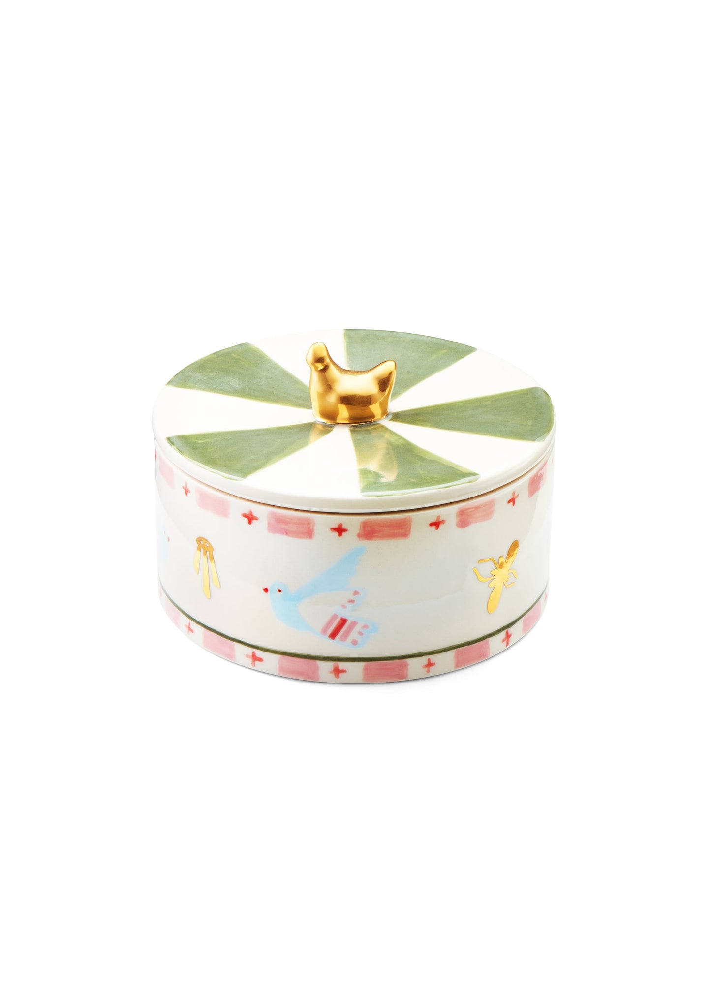 Ceramic container with doves motif
