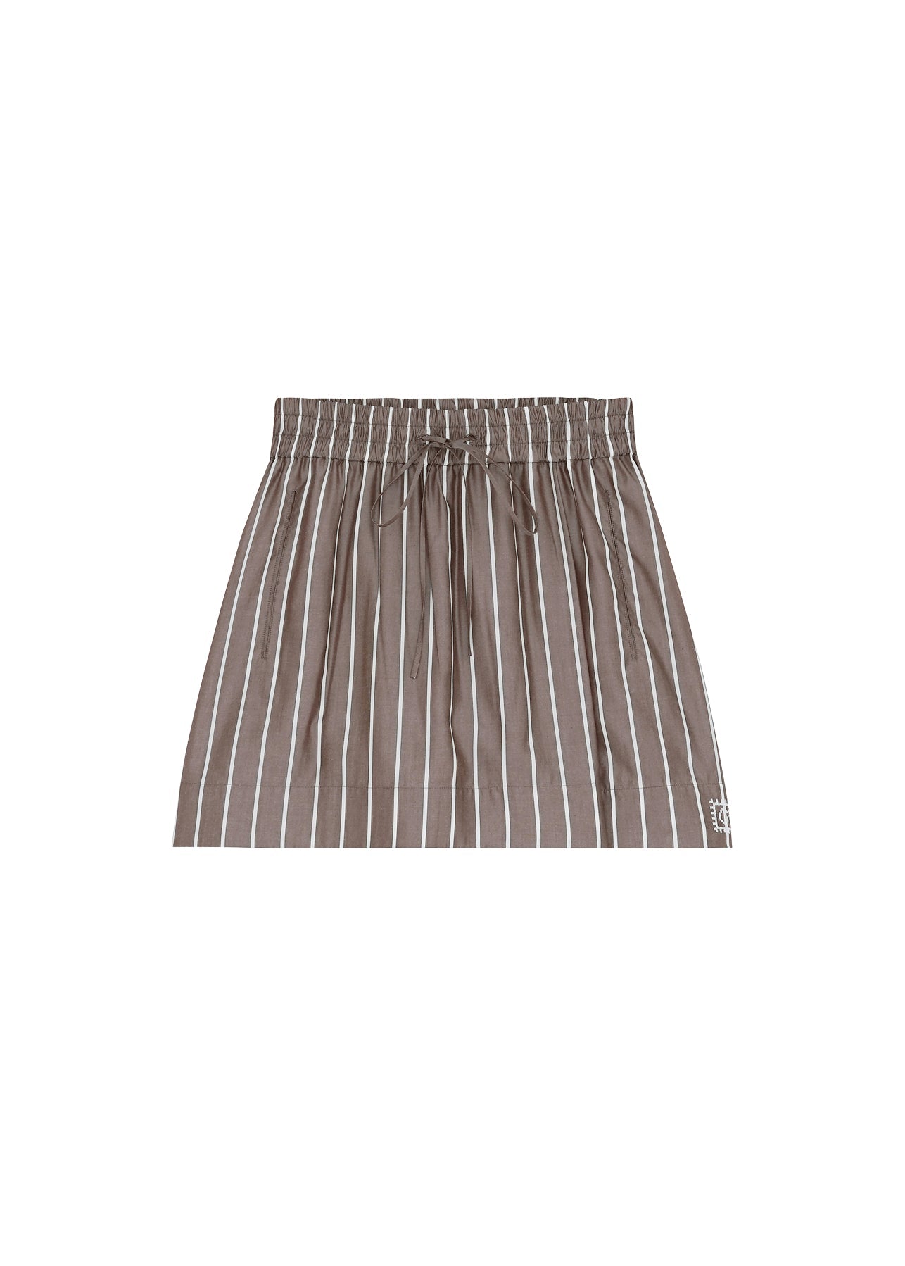 Skirt-Like Brown Striped Shorts