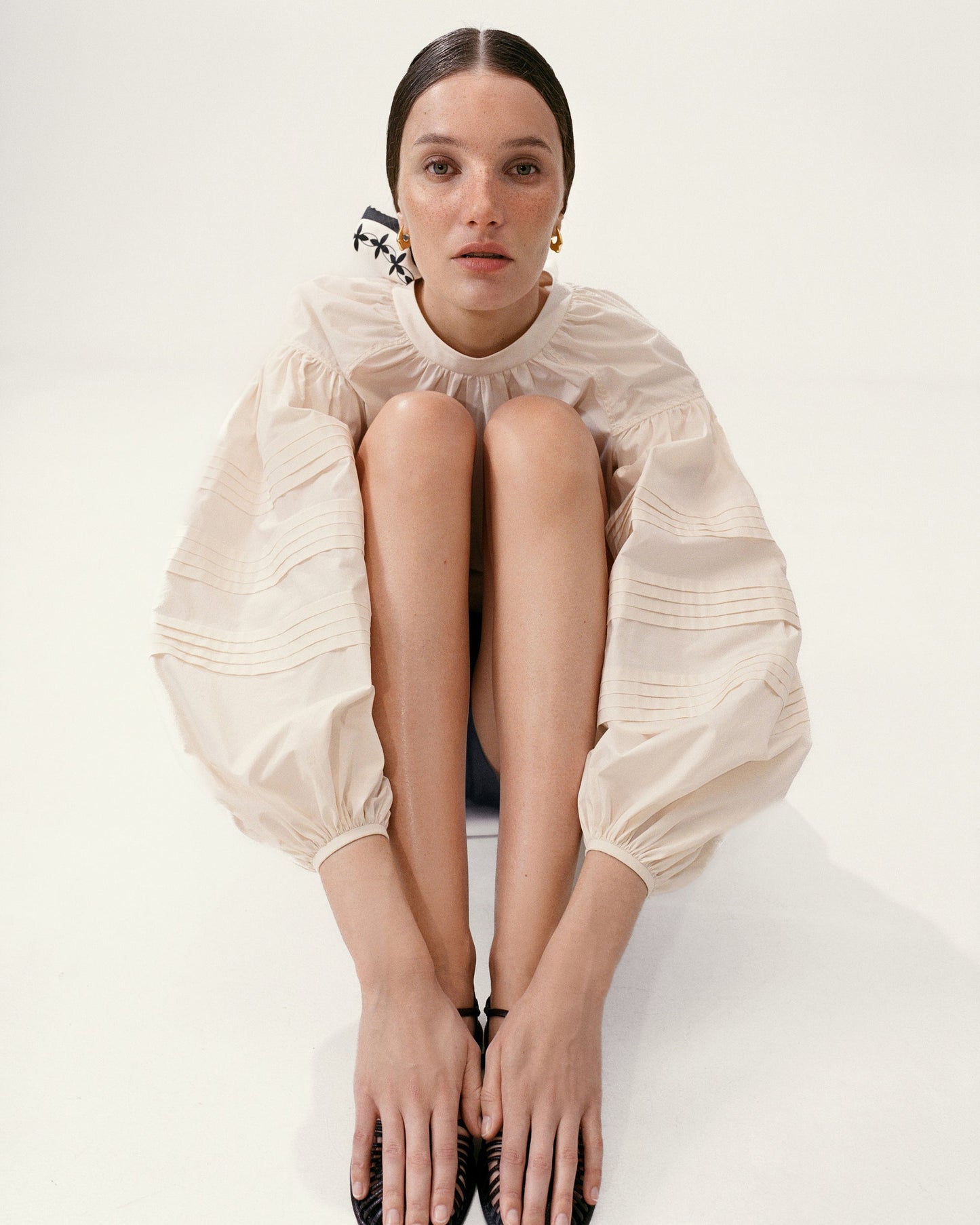 Oriiana Embroidered Shirt in Milk