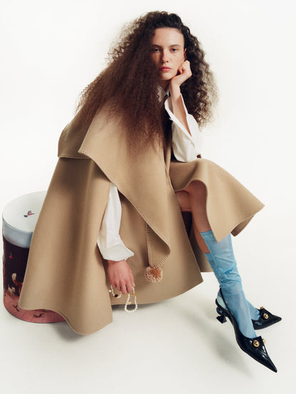 Guglia Cape Coat in Beige