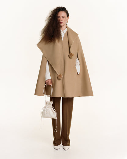Guglia Cape Coat in Beige