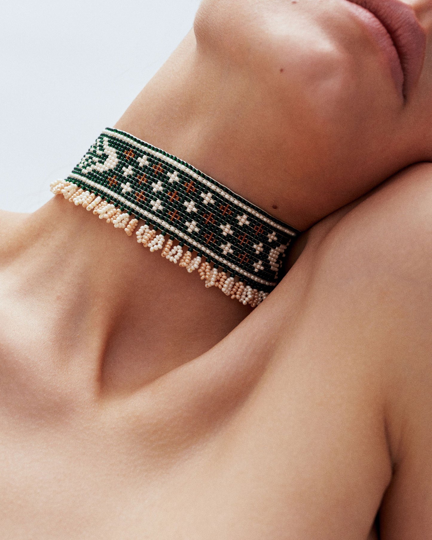 Mermaid Beaded Herdan in Green