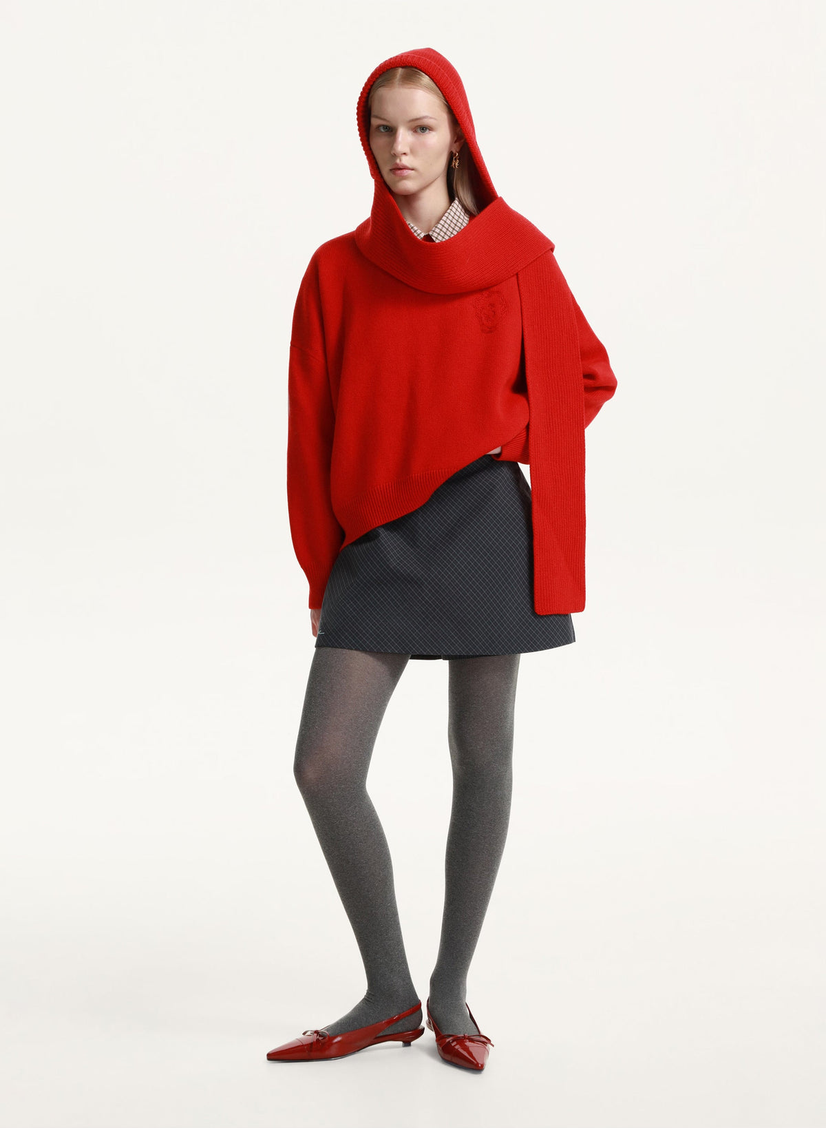 Scarf-like Beanie in Red