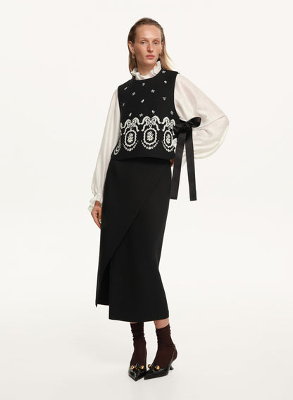 Flowers Embroidered Bib Vest