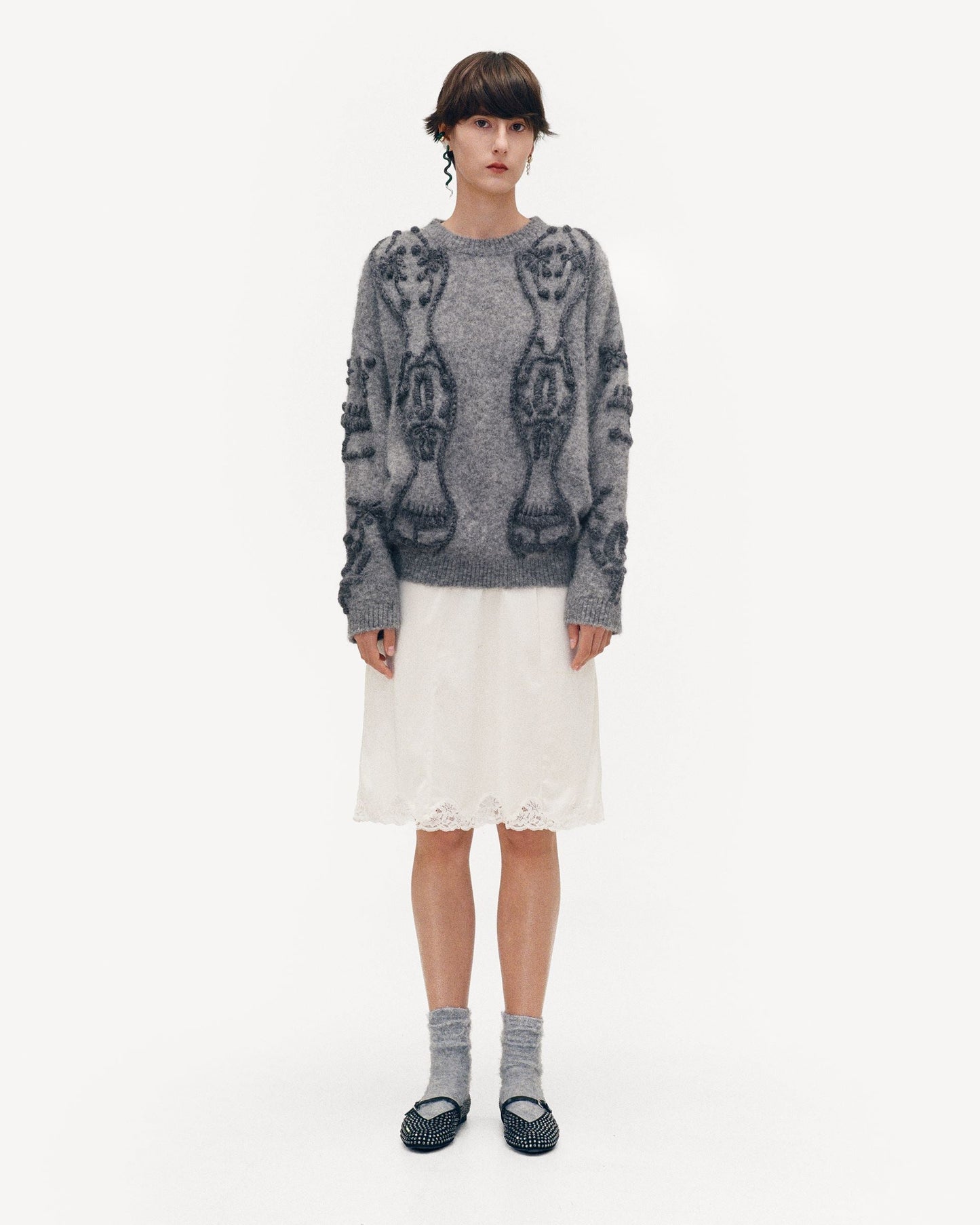 Flowers Sweater in Grey