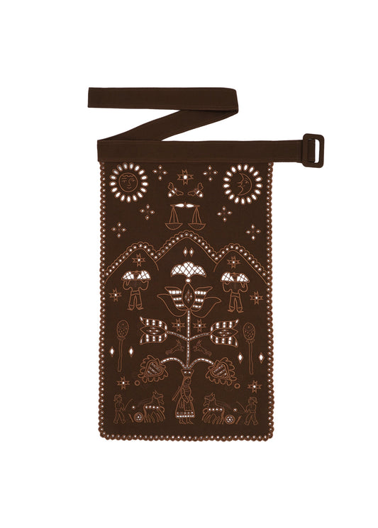 Embroidered Apron in Brown