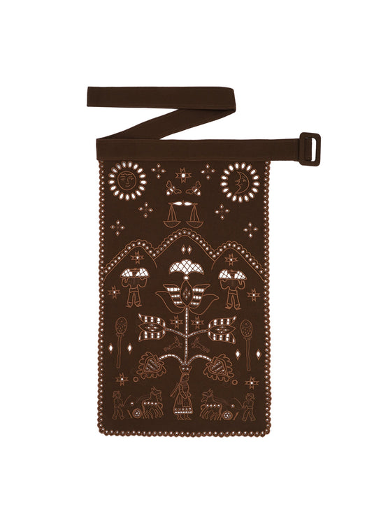 Embroidered Apron in Brown