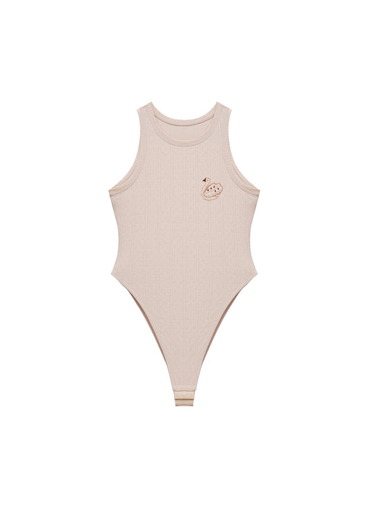 Textured Sleeveless Bodysuit