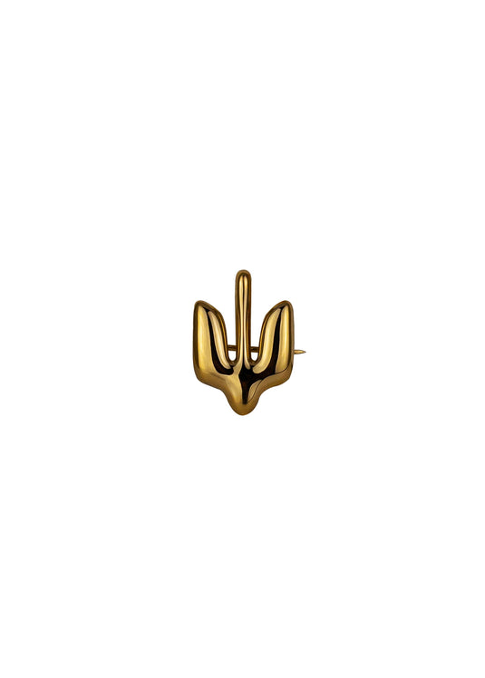 Gold Plated Brooch Trident