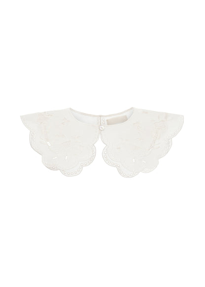 Embroidered Round Collar in White