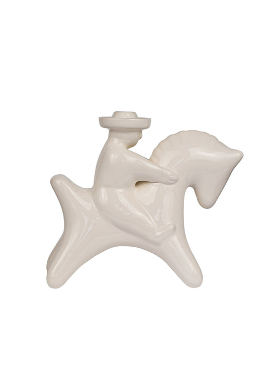 White Rider Ceramic Candle Holder