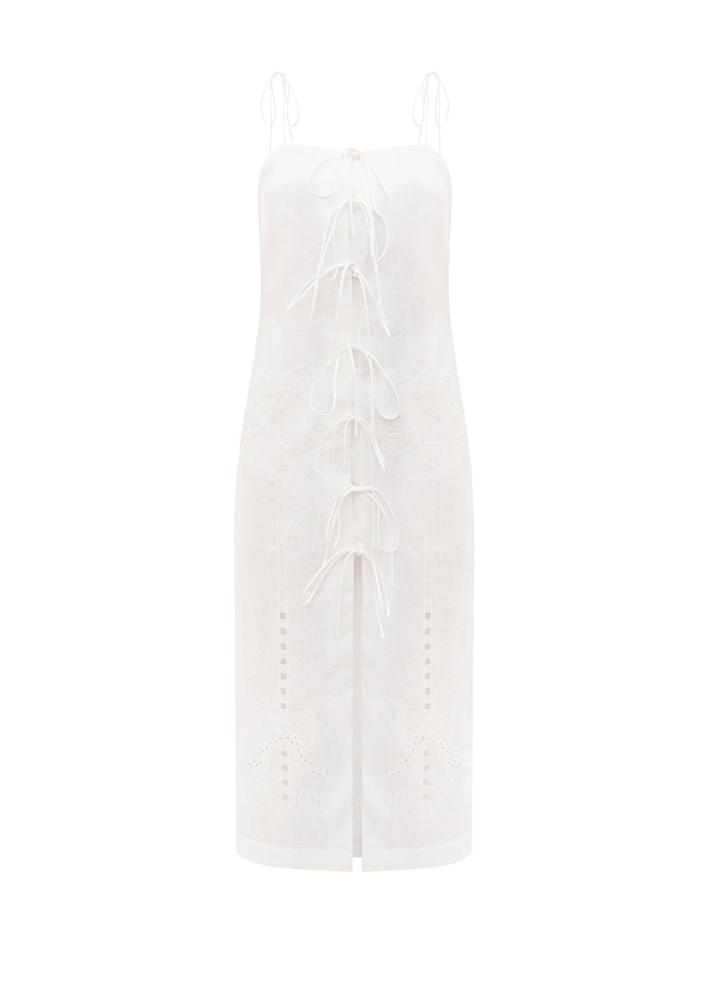 Oliana Dress With Ties in Milk