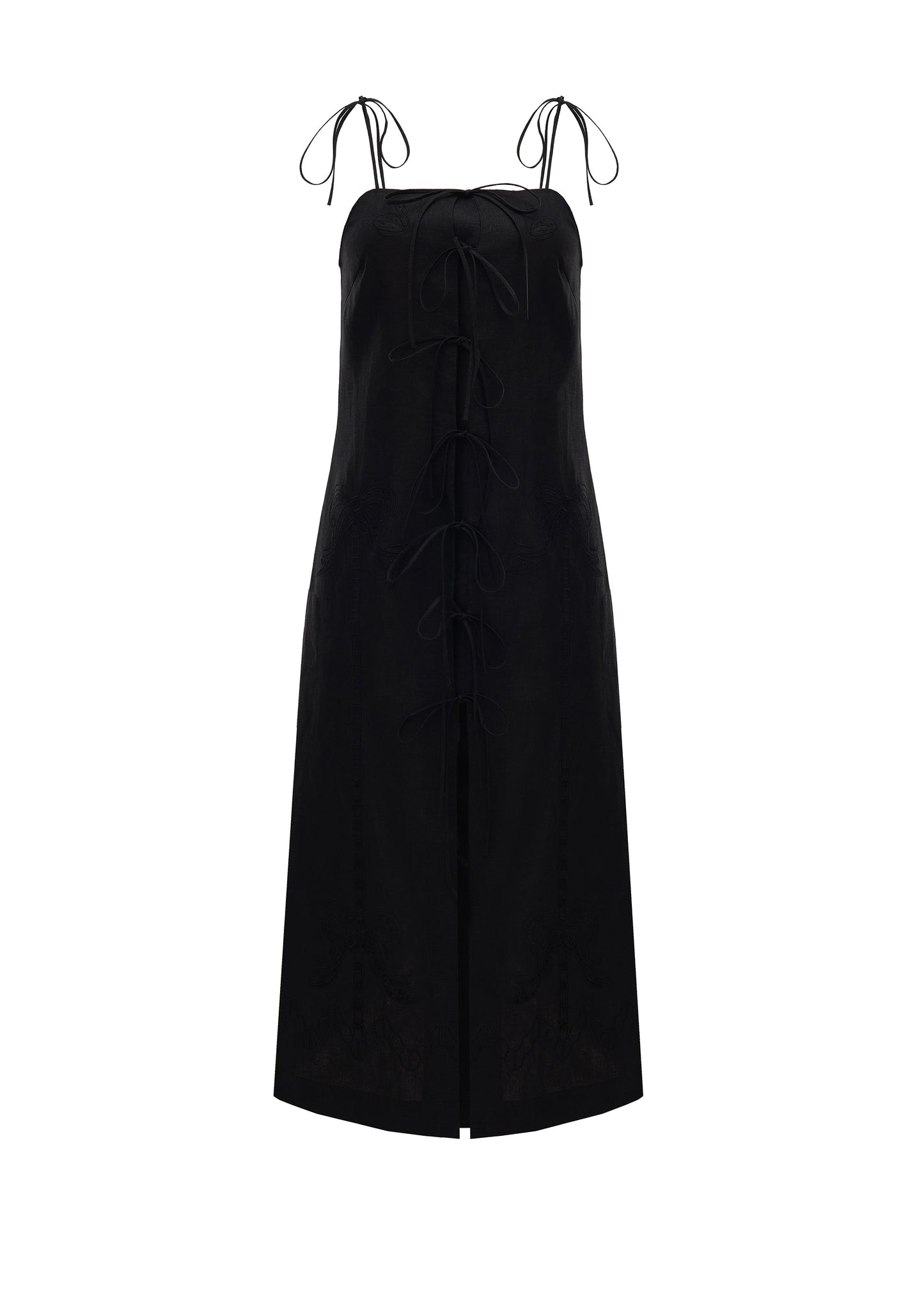 Oliana Dress With Ties in Black