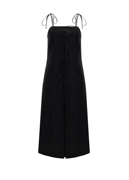 Oliana Dress With Ties in Black
