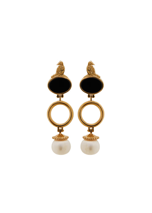 Long Earring with white pearls