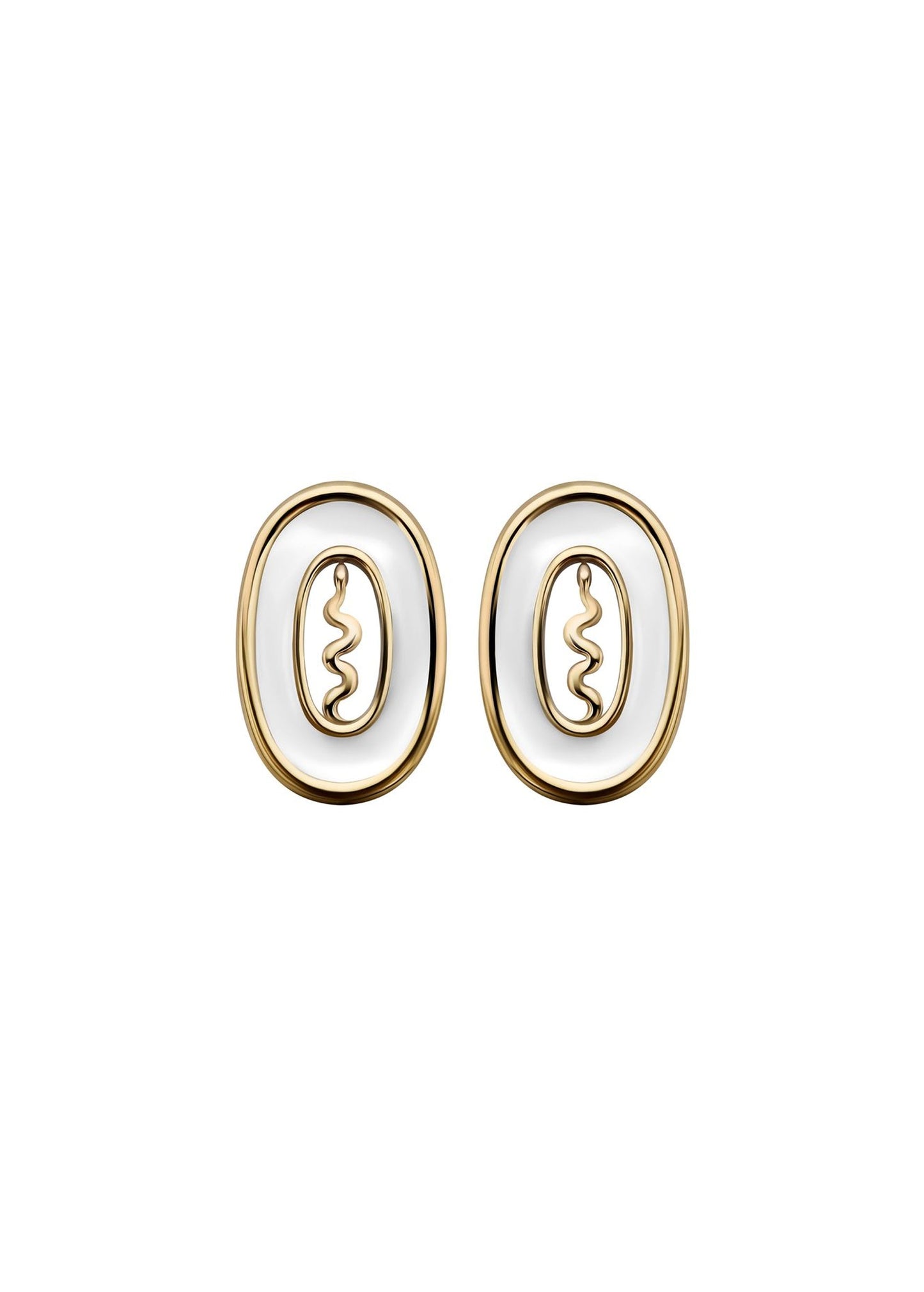 Serpent Earrings in White