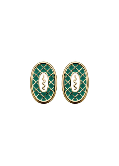 Serpent Earrings in Emerald Green