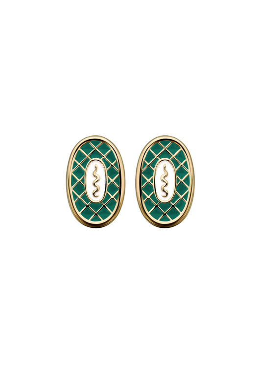 Serpent Earrings in Emerald Green