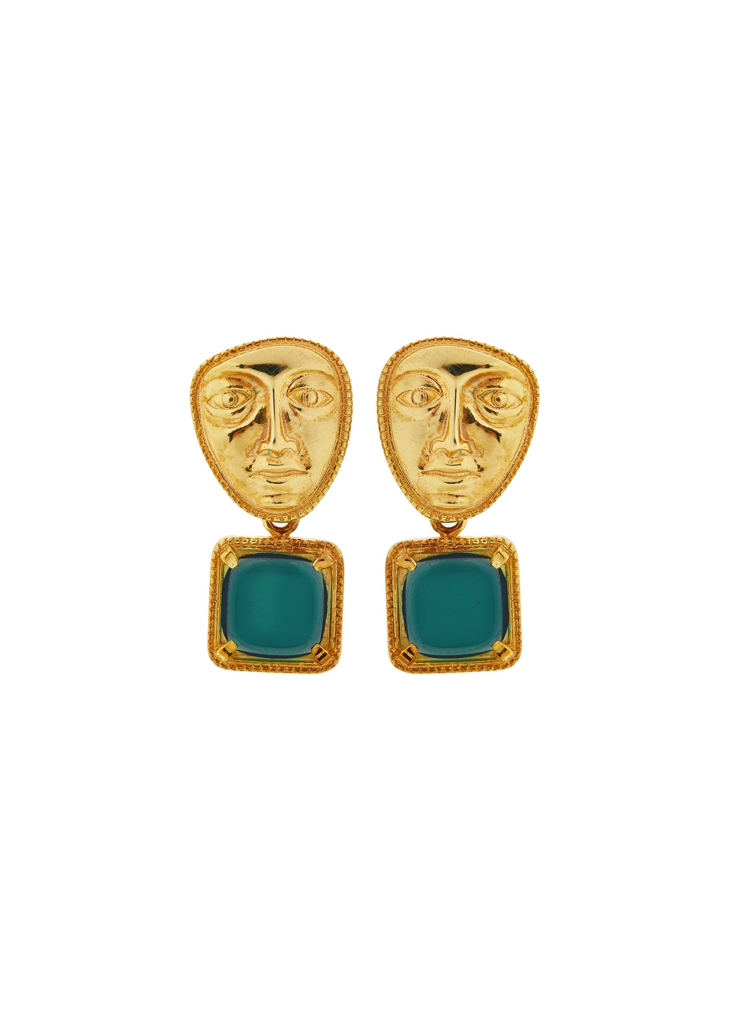 Earrings Atlas heads in Green