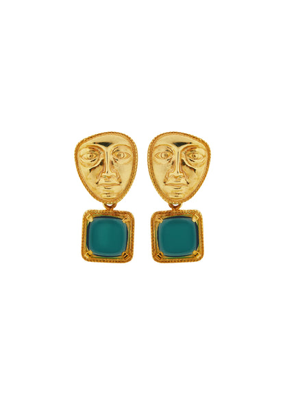 Earrings Atlas heads in Green