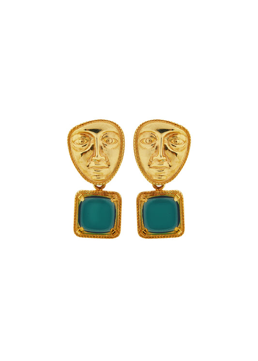 Earrings Atlas heads in Green