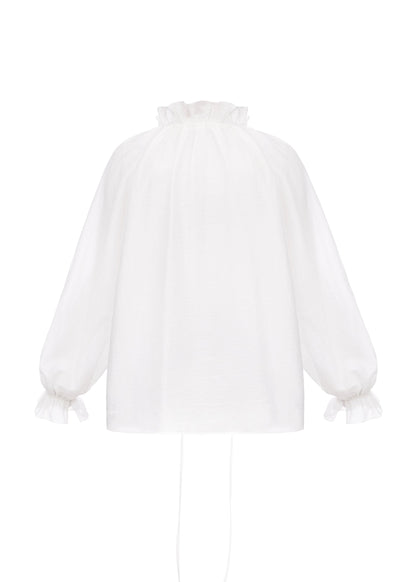 Gafiia Ruffled Blouse in White