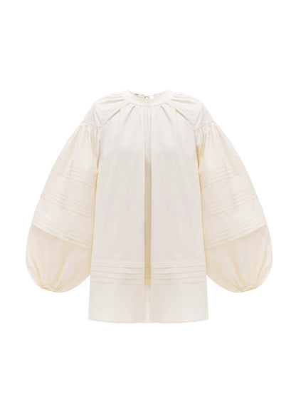 Oriiana Embroidered Shirt in Milk