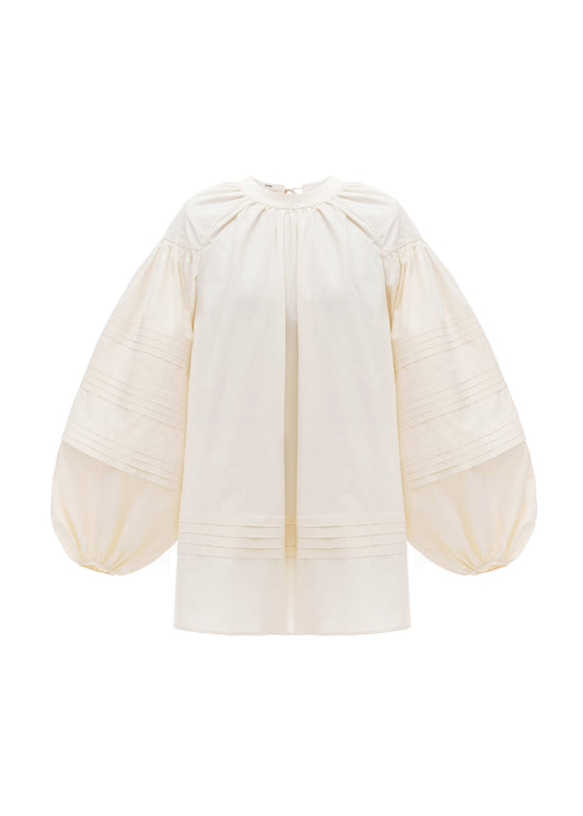 Oriiana Embroidered Shirt in Milk