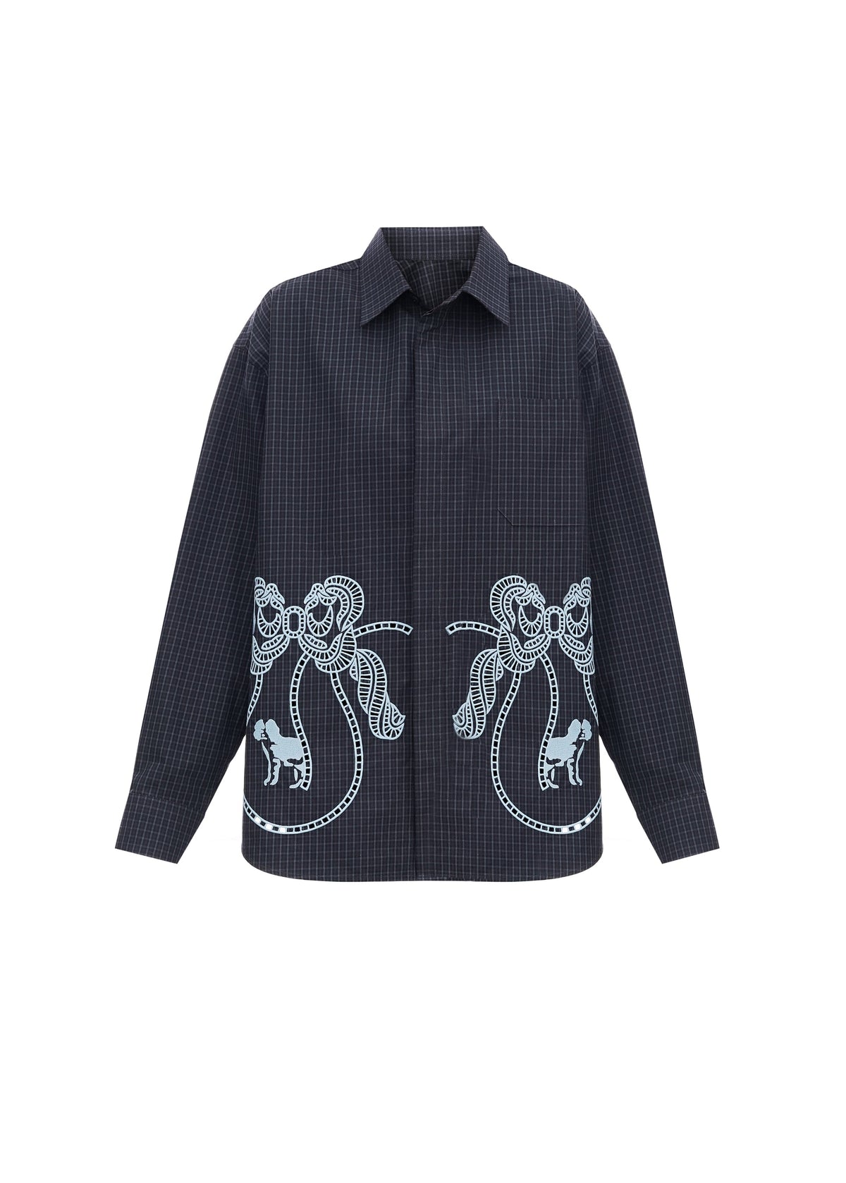 Riabchyk Plaid Embroidered Shirt in Dark