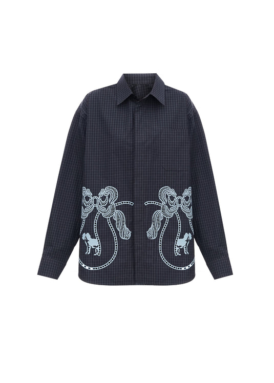 Riabchyk Plaid Embroidered Shirt in Dark
