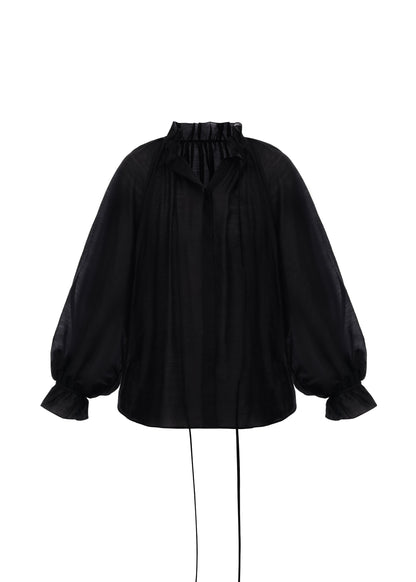 Gafiia Ruffled Blouse in Black