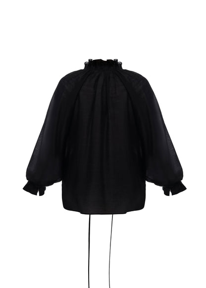 Gafiia Ruffled Blouse in Black