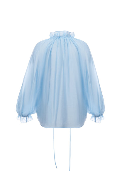 Gafiia Ruffled Blouse in Blue