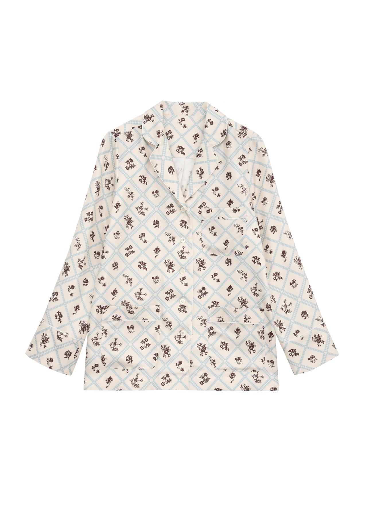 Silk Shirt in Ruzha Pattern in milk slide 1